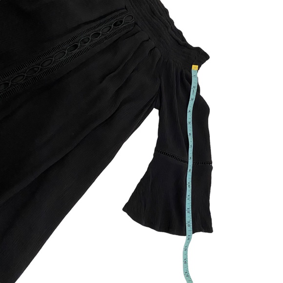 Mossimo Black Off Shoulder Open Embroidery Bell Sleeve Dress, Size Small - Picture 10 of 14